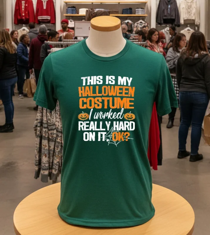 Funny Easy This Is My Halloween Costume Diy Last Minute Green T Shirt