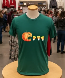 Funny halloween pumpkin Jack o lantern eating candy corn shirt