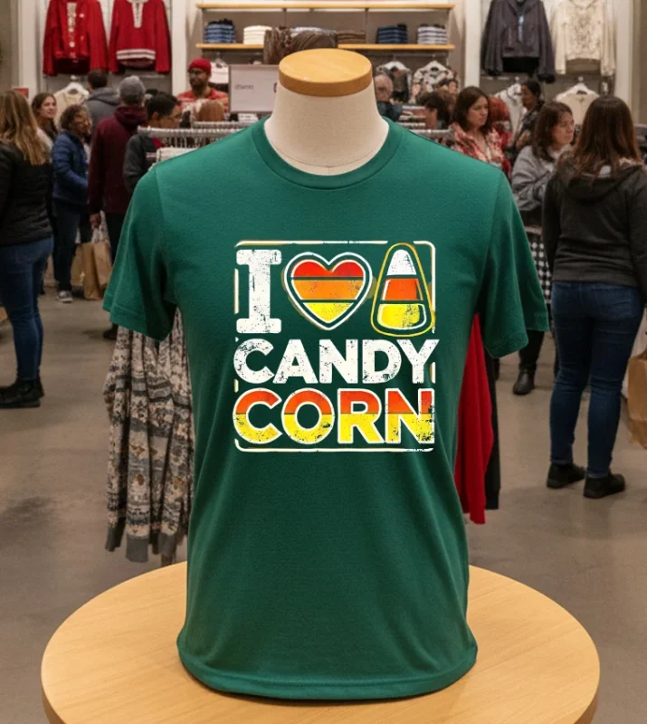 Halloween Candy Corn Funny Retro Green T Shirt