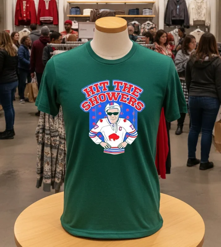 Hit The Showers Buffalo Bills Hockey   Green T Shirt
