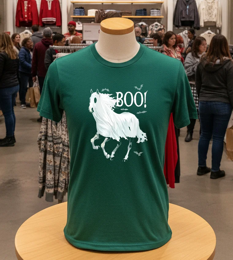 Horse Cosplay Ghost Boo Halloween - green-t-shirt Horse Cosplay Ghost Boo Halloween Green T Shirt