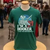 I Am A Hooker On The Weekends Funny Bass Fishing Skeleton   Green T Shirt
