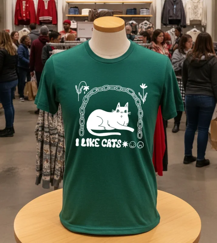 I Like Cats Cat Lovers   Green T Shirt