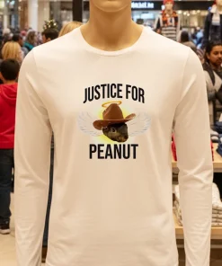 Justice For Peanut Cowboy Squirrel White T Shirt 1