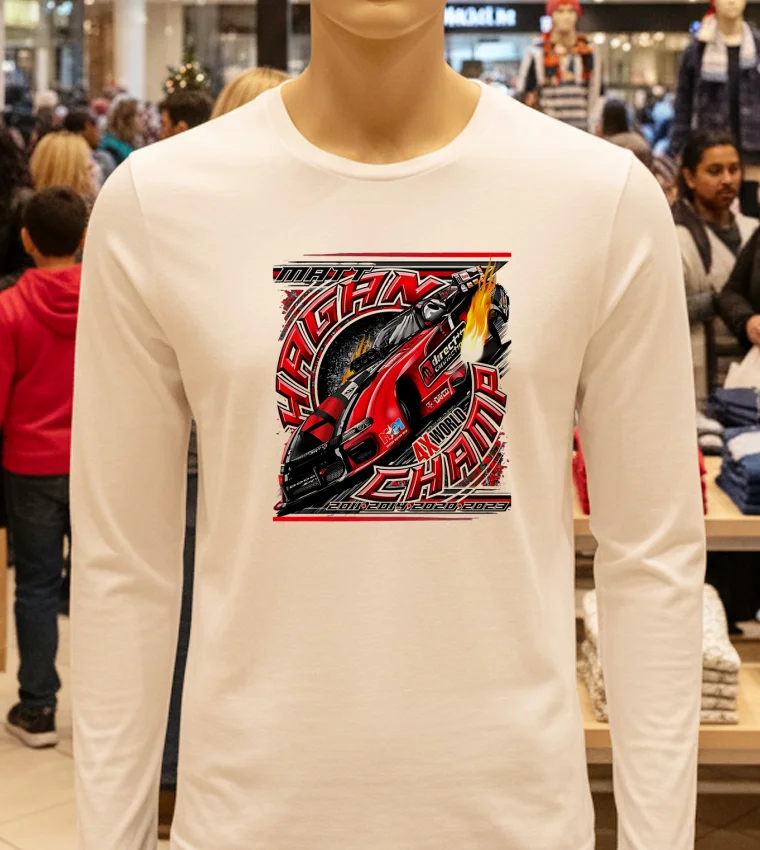 Matt Hagan Champ 4X World - white-t-shirt Matt Hagan Champ 4x World White T Shirt 1