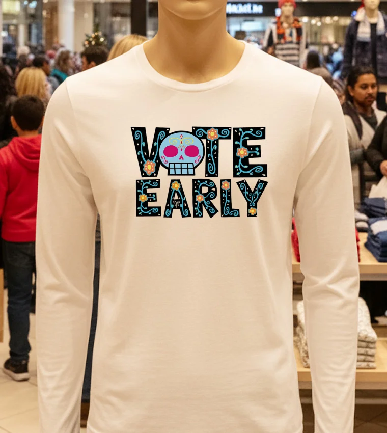 Vote Early Brocade Flowers - white-t-shirt Vote Early Brocade Flowers White T Shirt 1